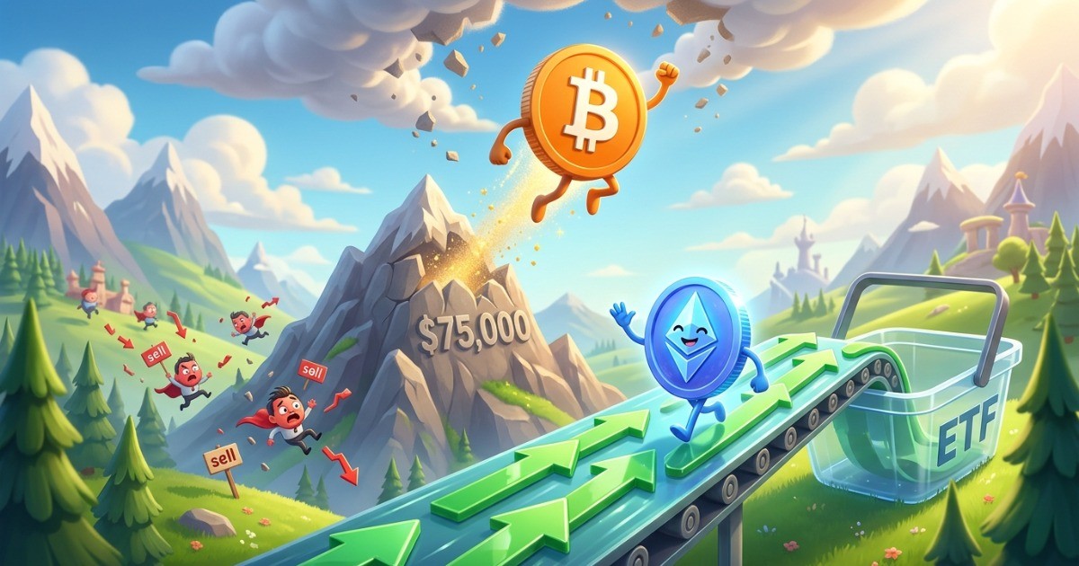 Bitcoin Clears $75,000 as Ether ETFs Extend Record Inflow Streak